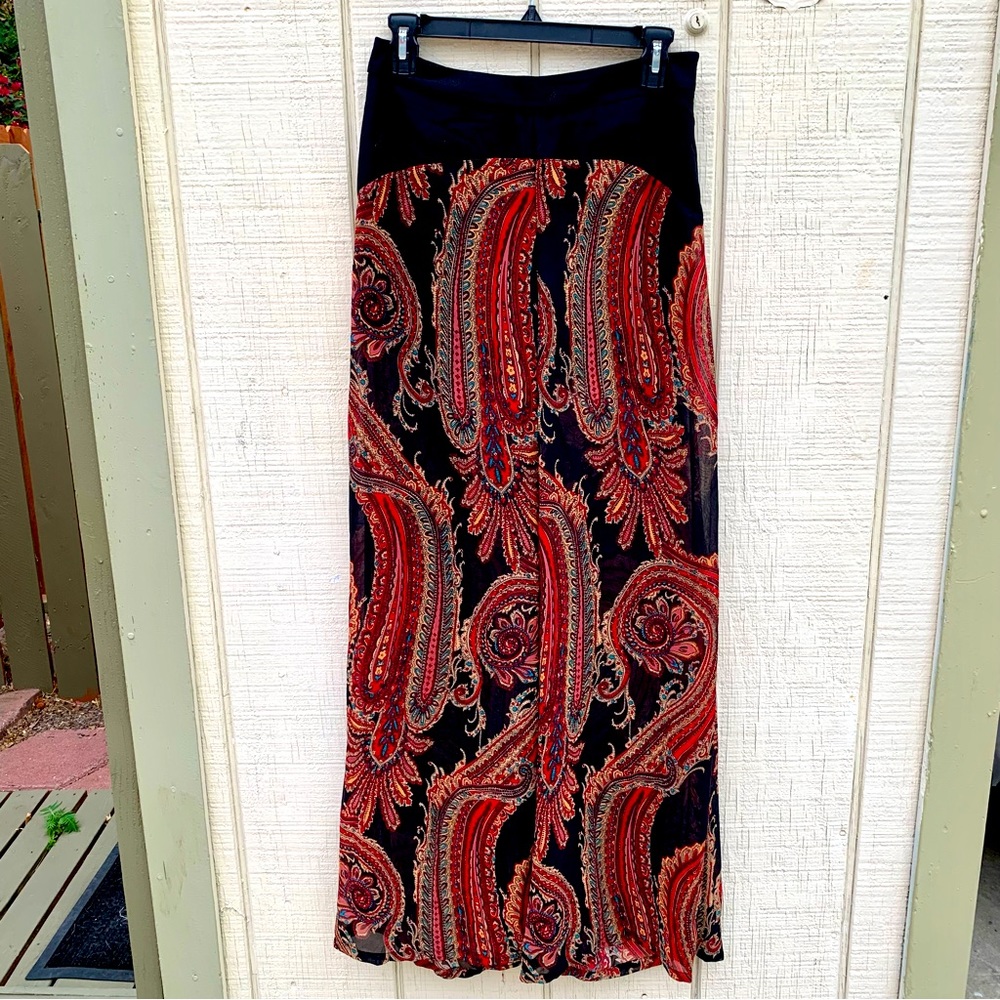 Sheer paisley palazzo pants